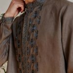 Men's embroidered shirt in a traditional style in a brown color