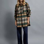 Beige checked shirt jacket