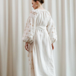 Adele embroidered dress in a soft cream color