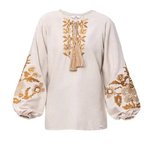 Women's beige embroidered jacket with red embroidery by Ruta MEREZHKA