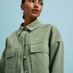 Jacket olive cropped from cotton MOODO