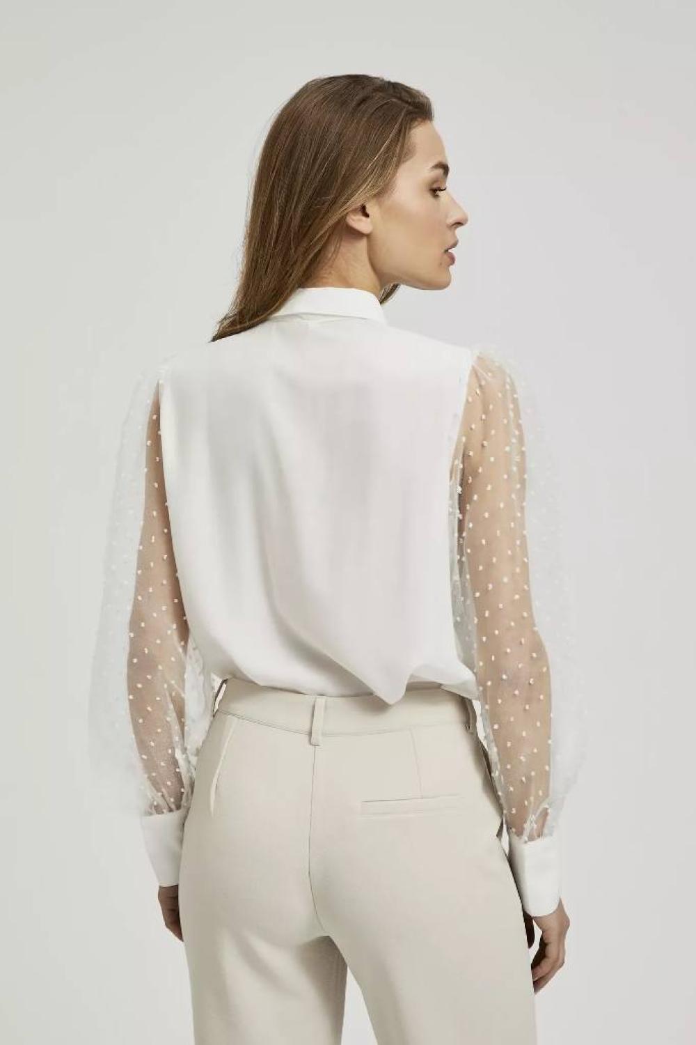 White blouse with transparent sleeves