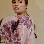 Embroidered gem women's linen pink Petrykivska