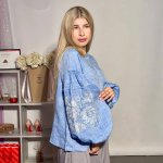 Embroidery for women blanco with blue flowers designer