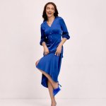 Синя шовкова сукня міді
