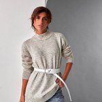 An elongated tunic sweater