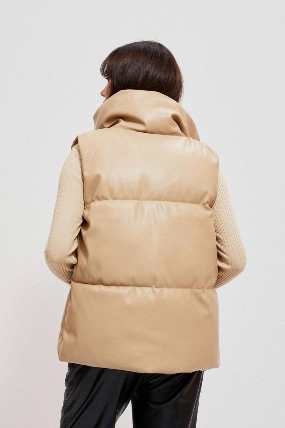 Beige eco-leather vest