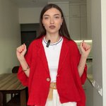 Red linen jacket with short sleeves red_short
