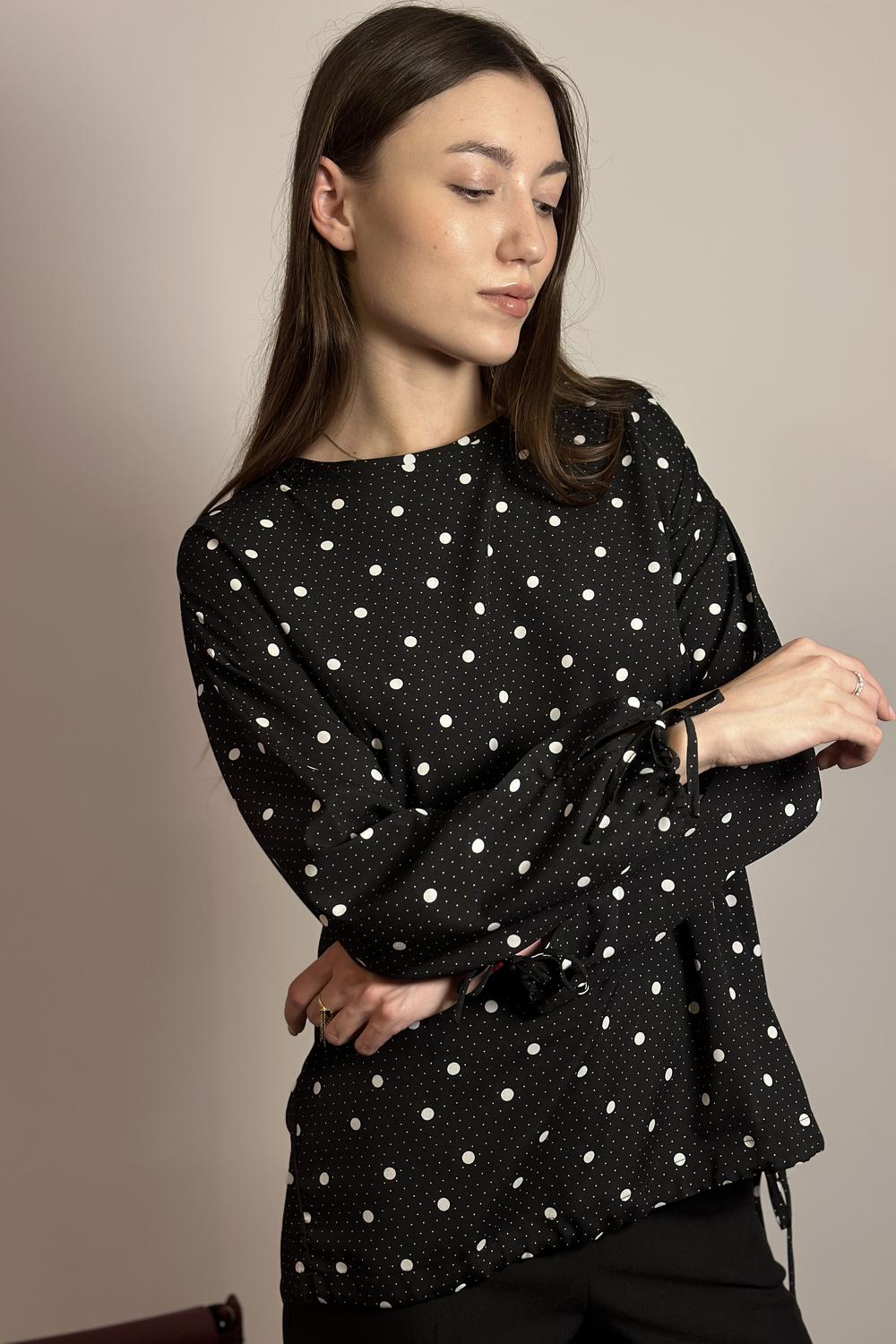 Blouse chiffon black with peas L-KO-2805 MOODO