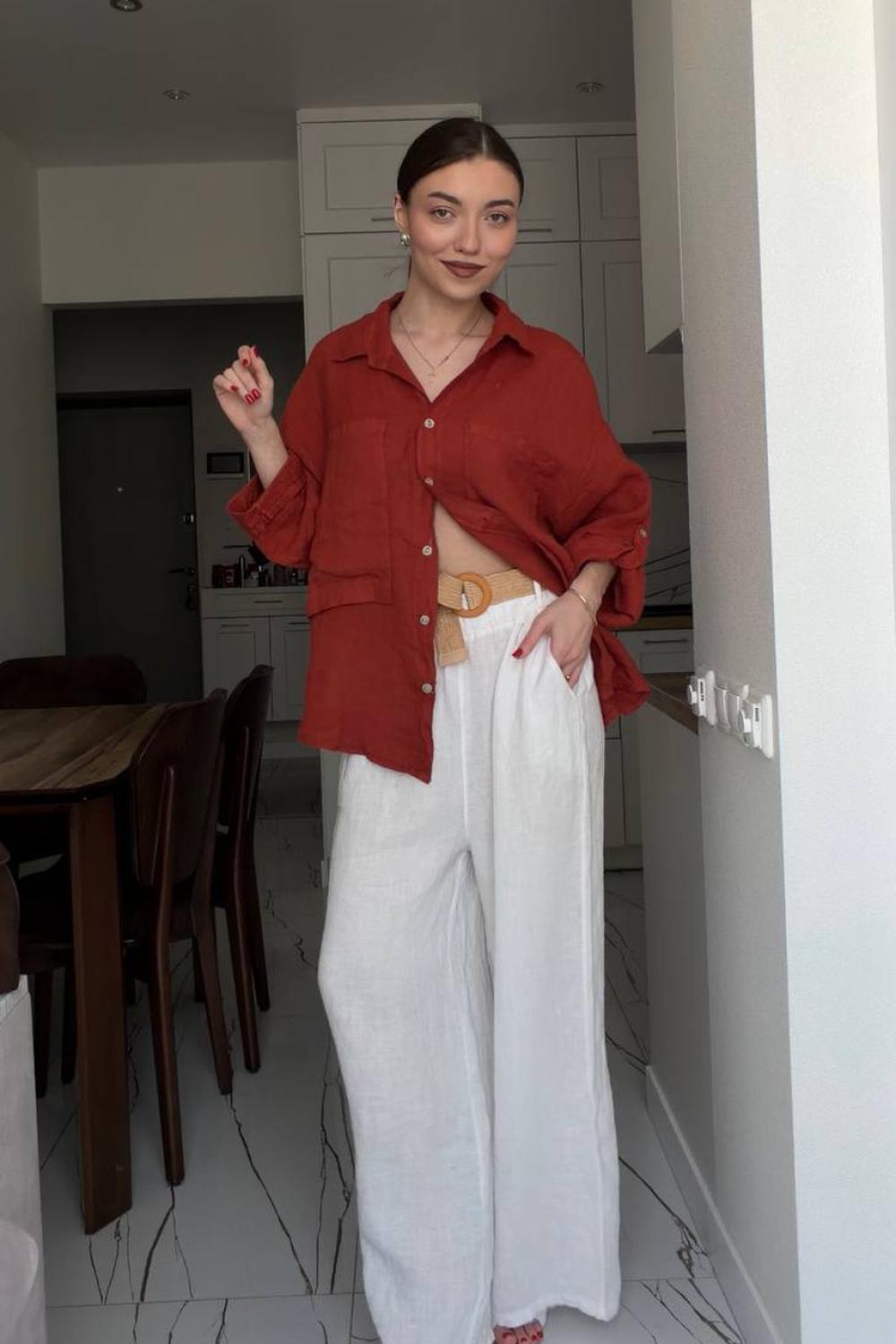 Штани молочні палаццо з льону ecru_pants