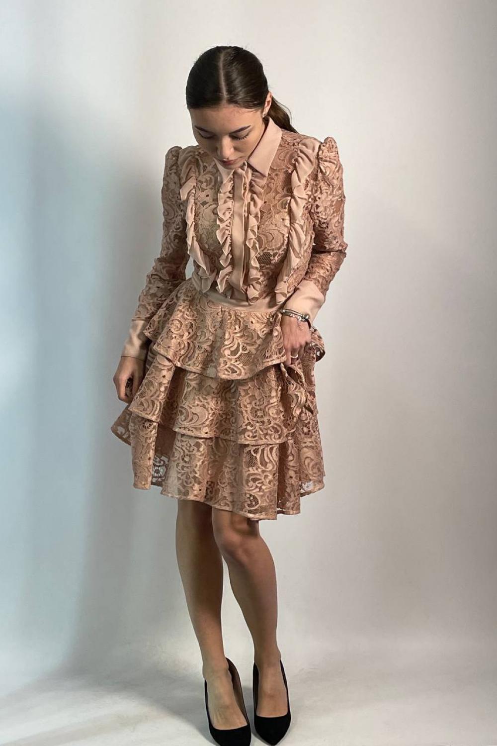 Dress beige openwork BABYLON ES980