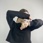 Світшот вкорочений на флісі чорний Katrine