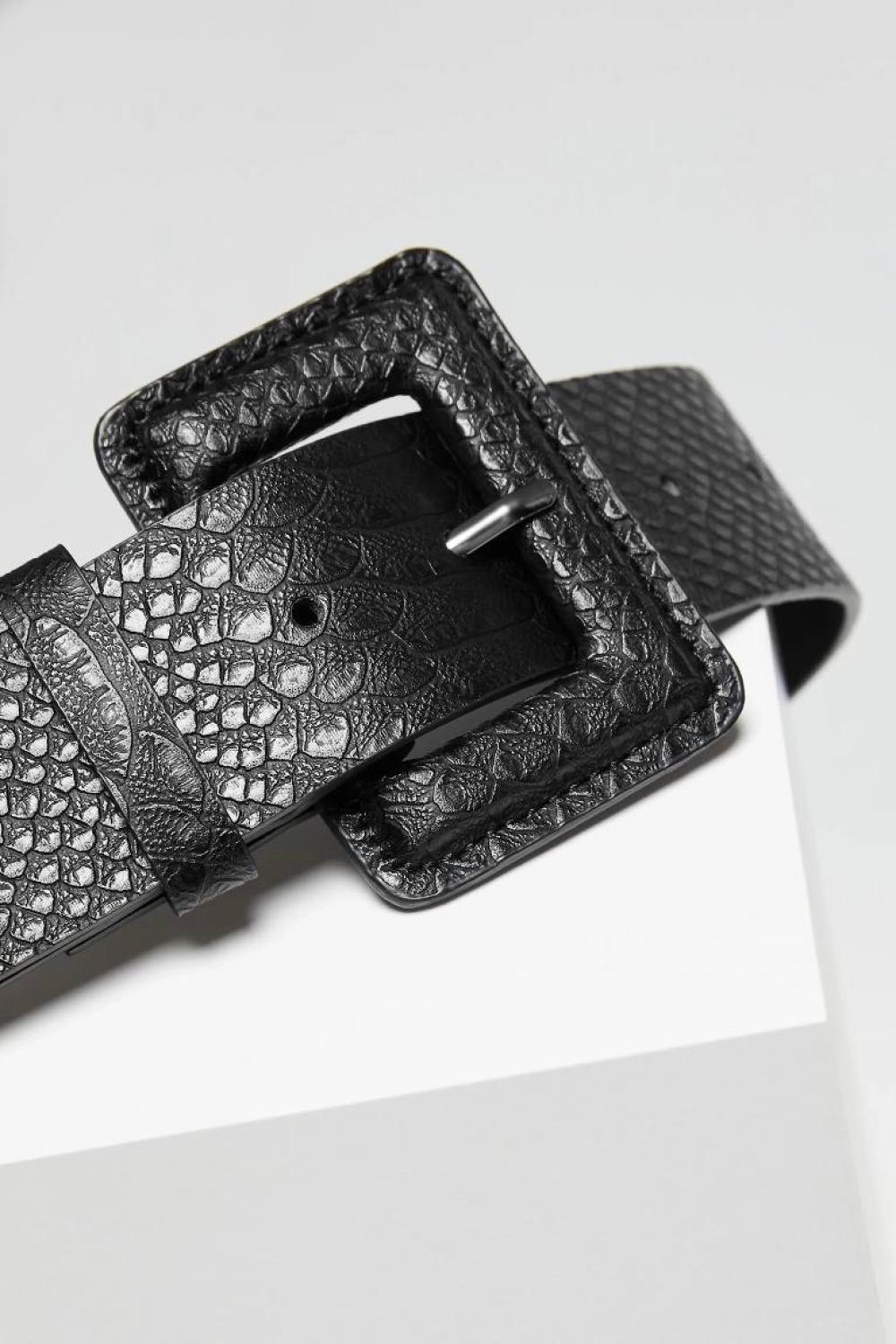 Black wide belt made of eco-leather