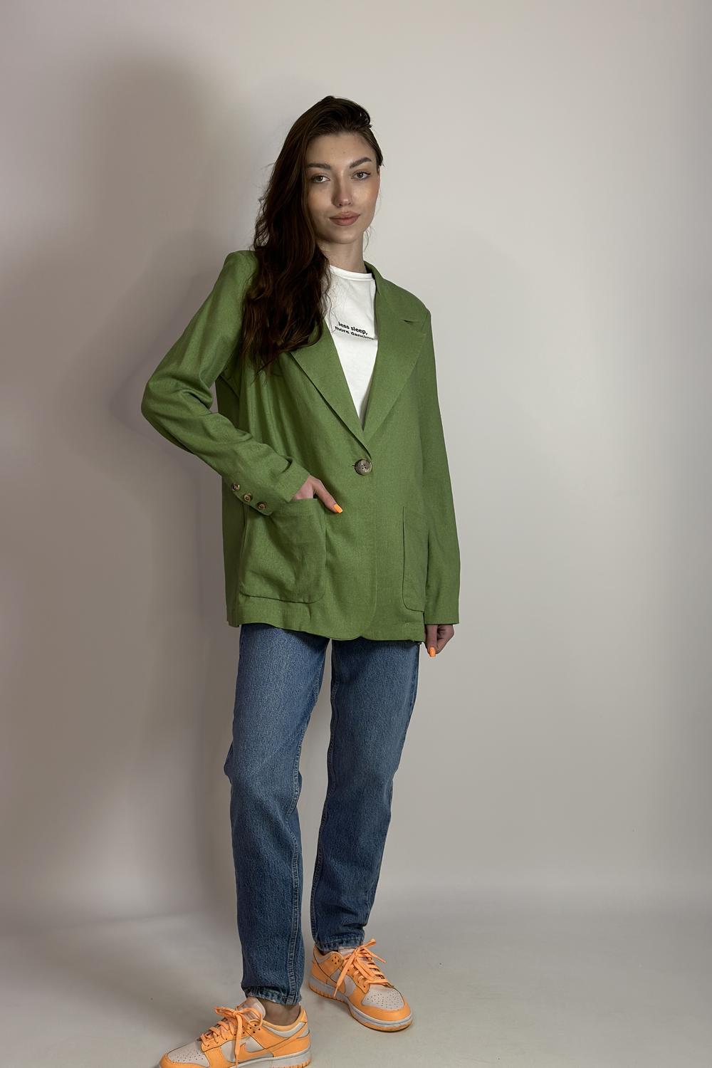 Olive linen jacket Azuri 6035