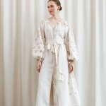 Adele embroidered dress in a soft cream color