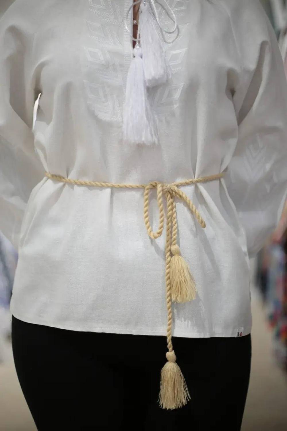Beige drawstring belt