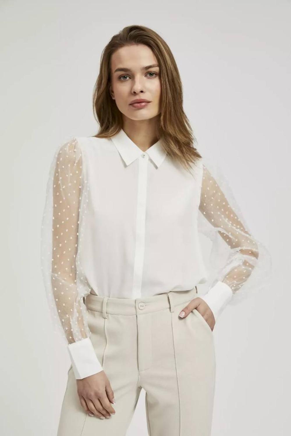 White blouse with transparent sleeves