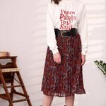 Red pleated skirt 22AH018-2-K-Realiz