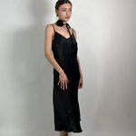 Dress in linen style black ARTMON
