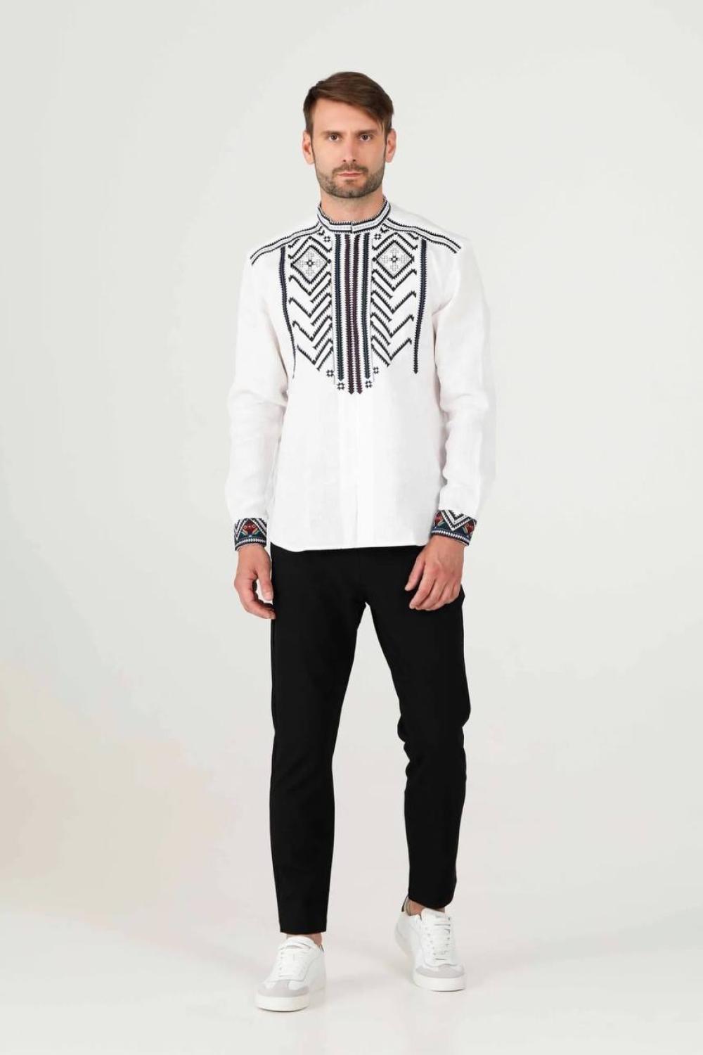Men's embroidered shirt white
