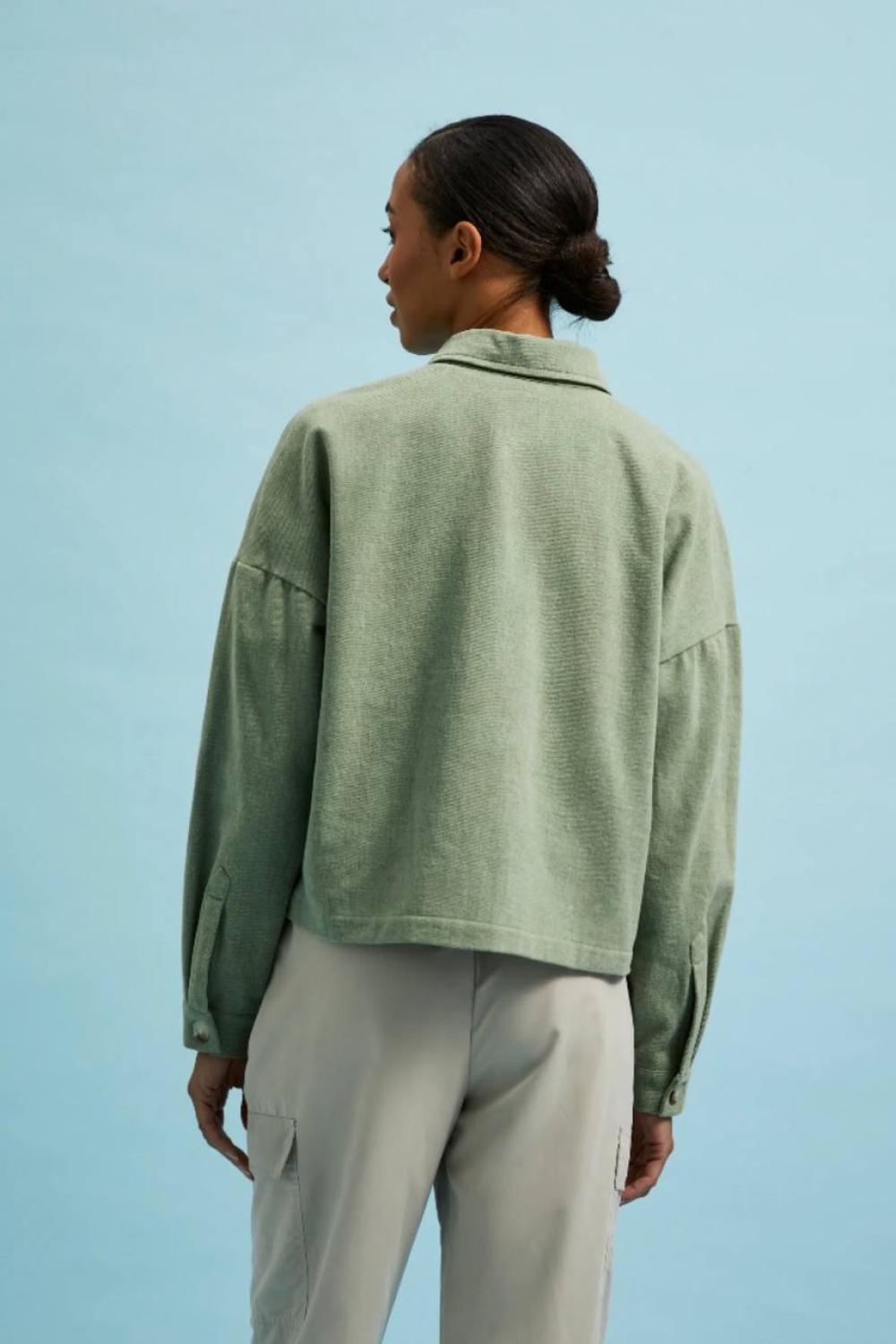 Jacket olive cropped from cotton MOODO