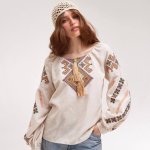 Embroidered women's beige Svyatoslava