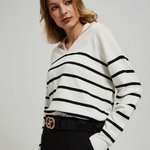 Women's milk striped jumper Z-SW-4228 MOODO