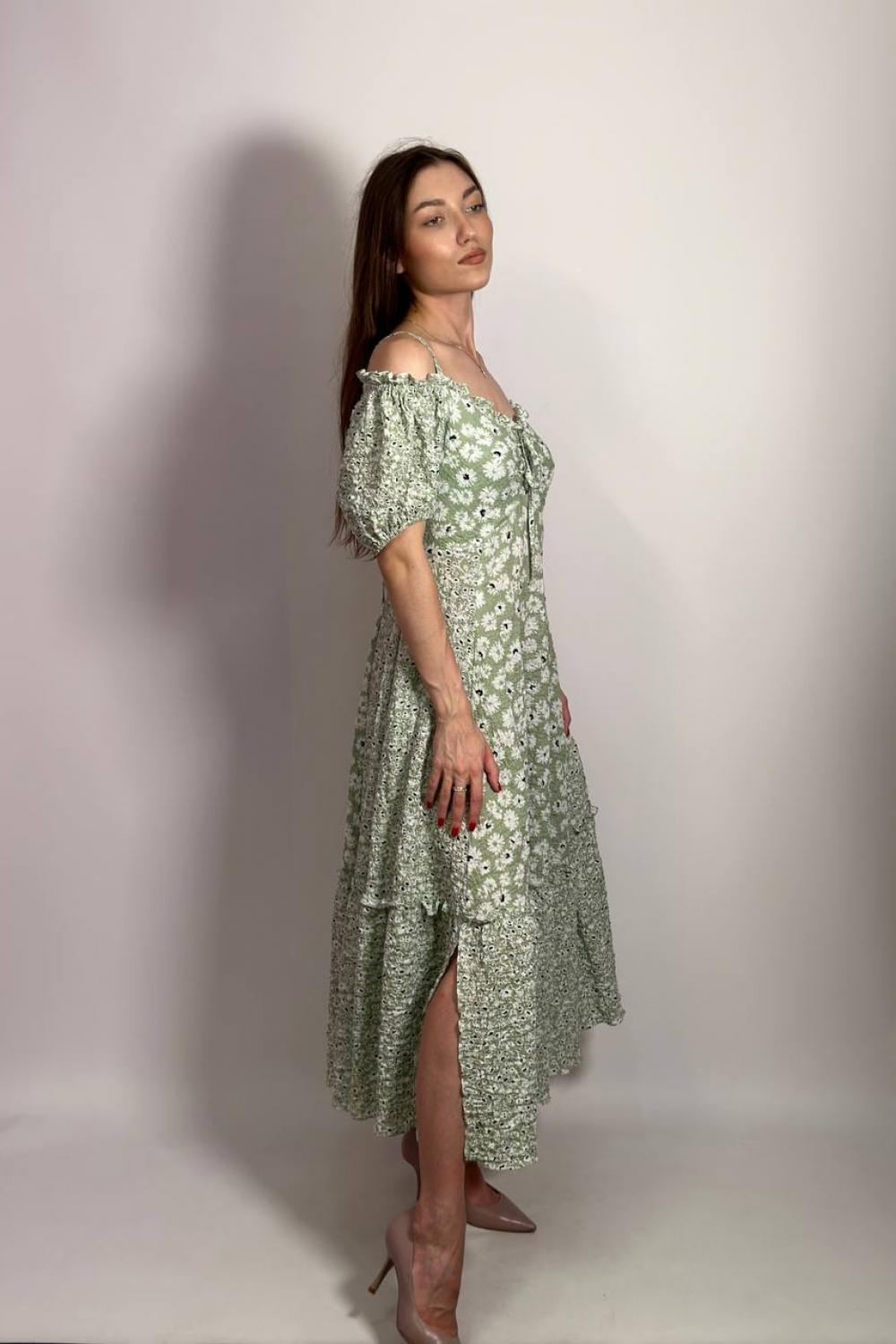 Cropped cotton dress with open shoulders 07139 MAXA