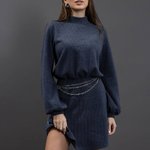 Grey knitted mini dress