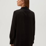 A black viscose shirt with a decorated collar