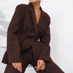 Костюм шоколадний з приталеним жакетом та палаццо 555_choco