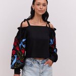 Women's embroidery black with open shoulders