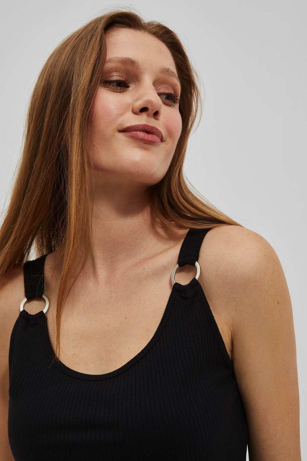 Black striped top L-TS-4063 Moodo