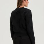 Black cardigan with white flowers Z-SW-4875-L-realise