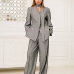 Women's light gray striped suit 552_lightgray