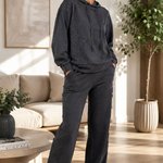 Graphite-colored sports suit with lace