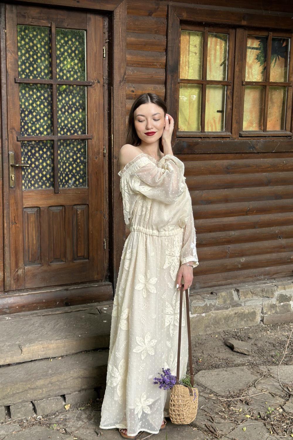 Сукня із шифону з вишивкою 07061 MAXA