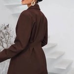 Choco suit with fitted jacket and palazzo pants 555_ecru
