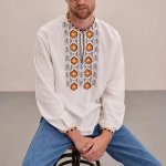 Men's white embroidered shirt Danilo