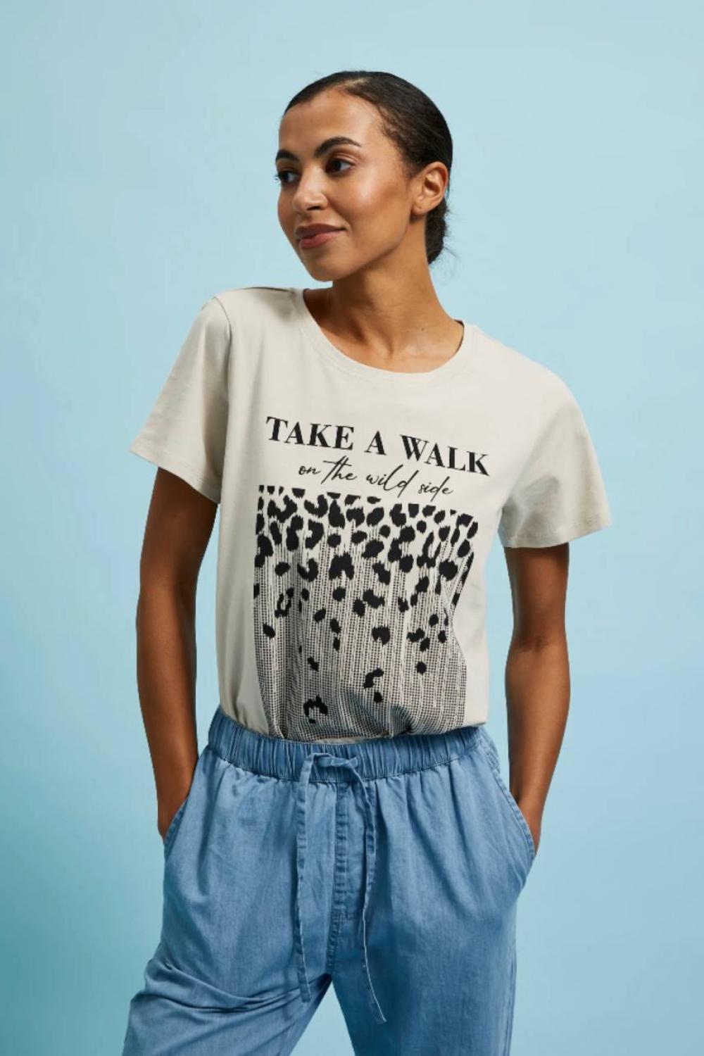 Beige printed T-shirt MOODO