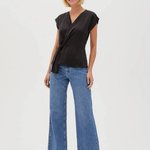 Black blouse with short sleeves