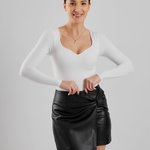 Shorts-skirt made of faux black leather Veronika M-236