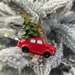 Новорічна підвіска/ Машинка червона з ялинкою