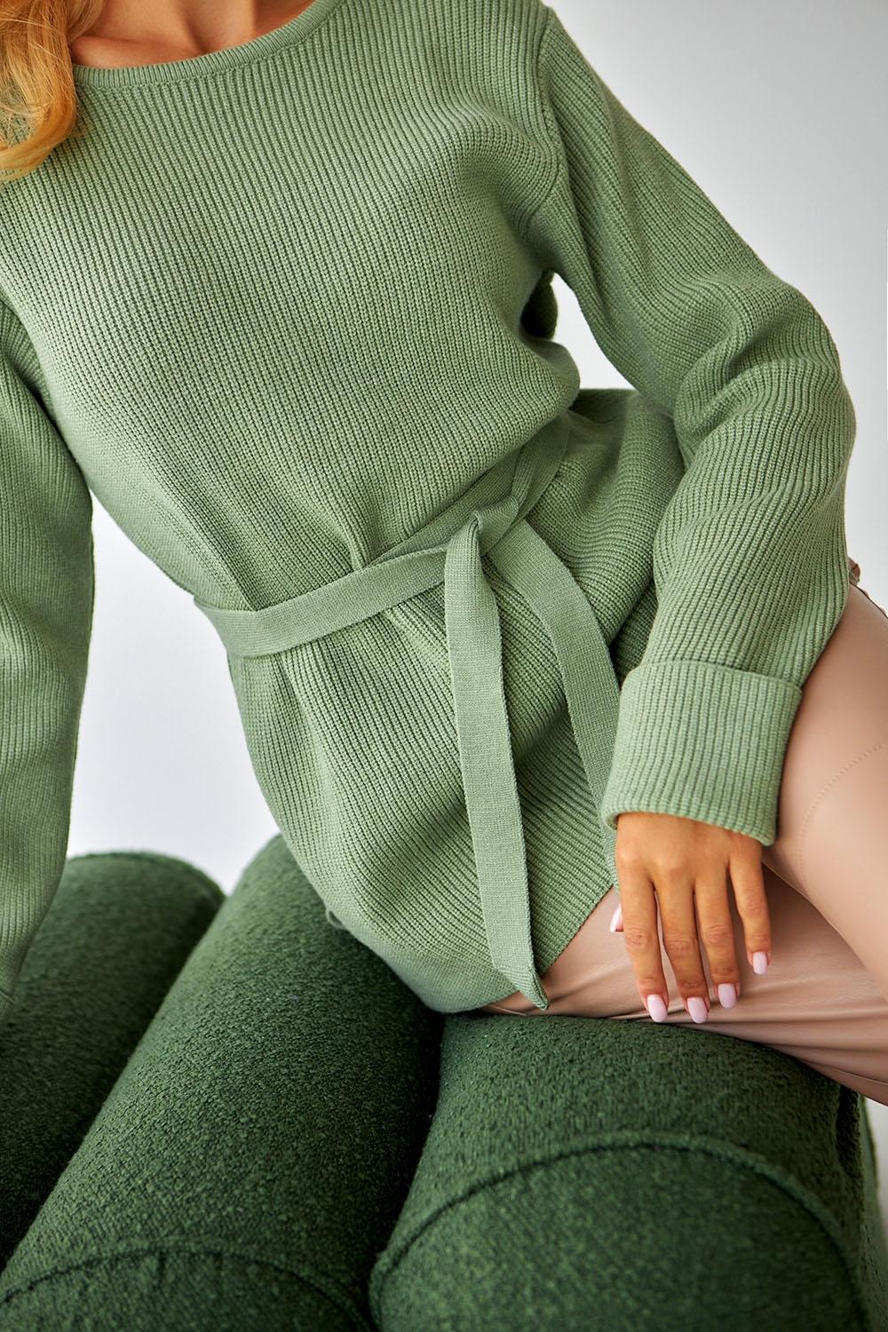 Women's olive jumper with a belt 2433 BELLISE