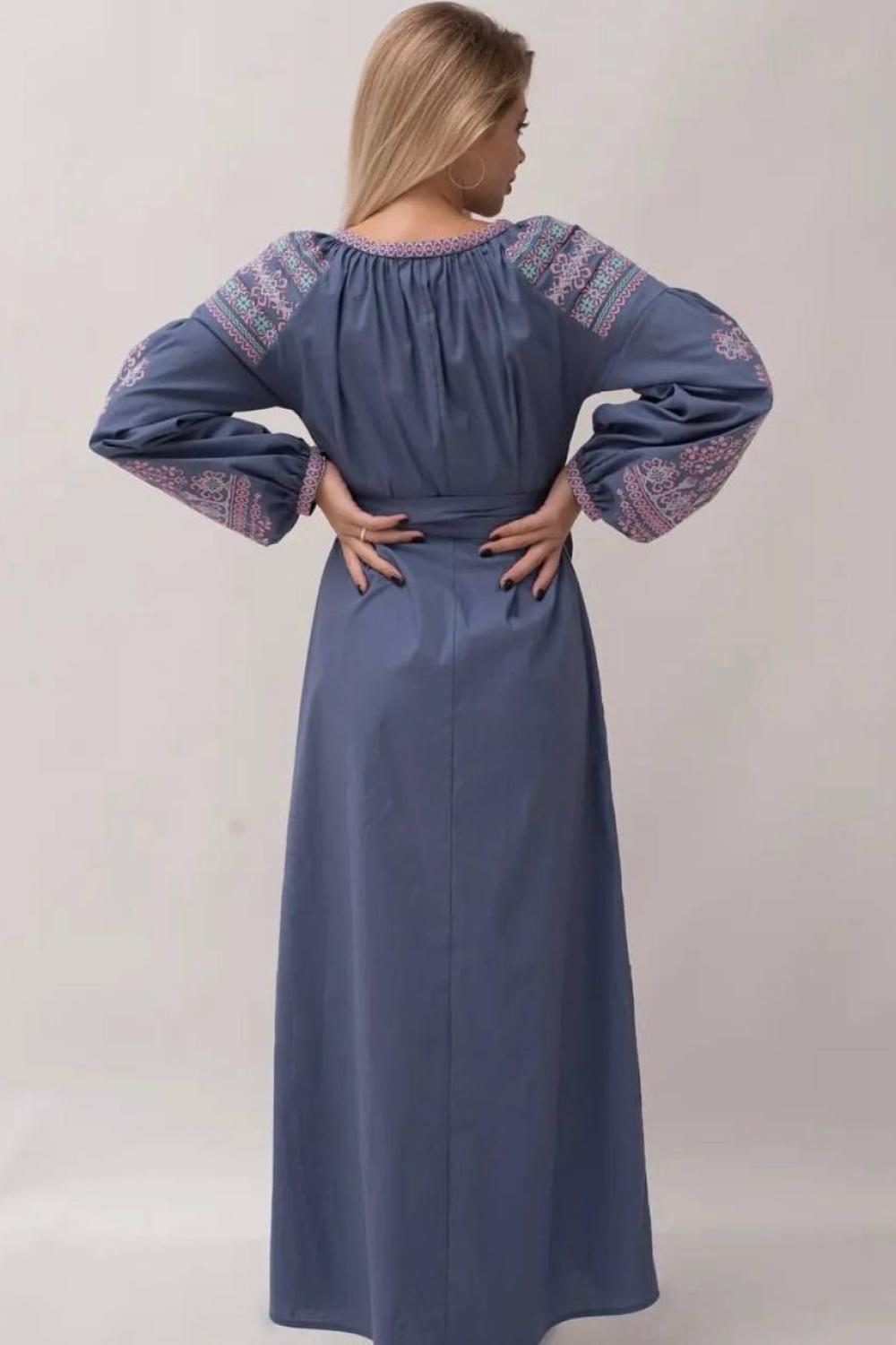 Vyshyvanka dress in denim color
