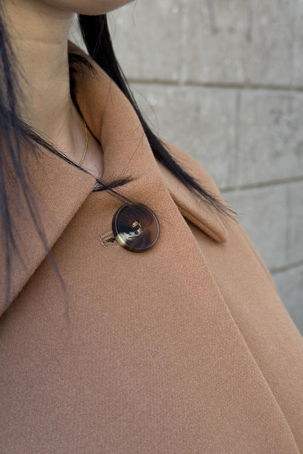 Women's demi-season cashmere coat in camel color 248C FINE LINE