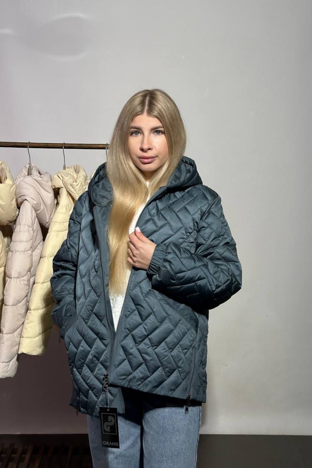Demi-season green jacket in large sizes